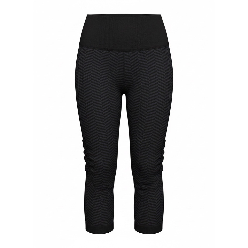 Lululemon In The Flow Crop II Heathered Naval Blue Ruched Leggings, Size 4